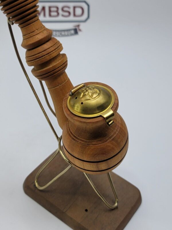 Vintage Long Wooden Tobacco Smoking Pipe, Brass Inserts, Unsmoked [SOLD OUT] - Image 5