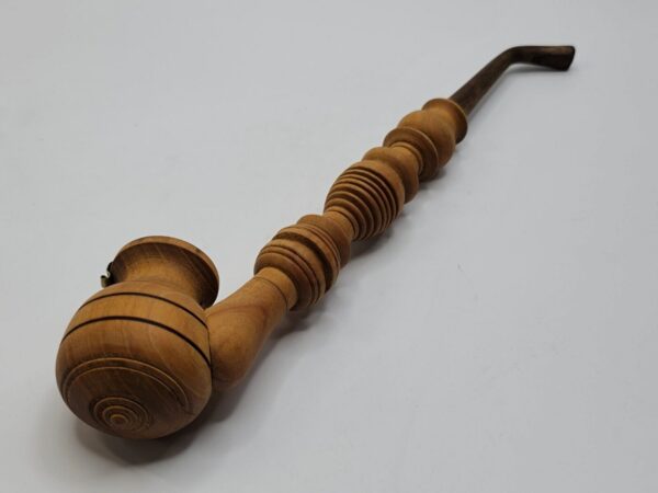Vintage Long Wooden Tobacco Smoking Pipe, Brass Inserts, Unsmoked [SOLD OUT] - Image 8