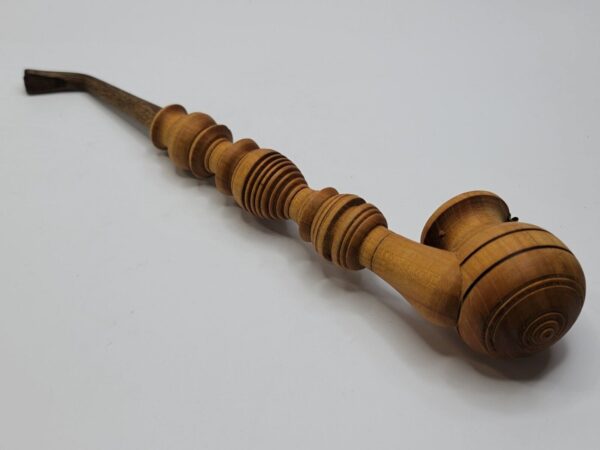 Vintage Long Wooden Tobacco Smoking Pipe, Brass Inserts, Unsmoked [SOLD OUT] - Image 9