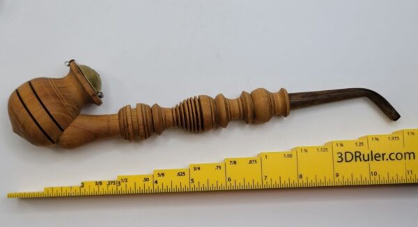 Vintage Long Wooden Tobacco Smoking Pipe, Brass Inserts, Unsmoked [SOLD OUT] - Image 10