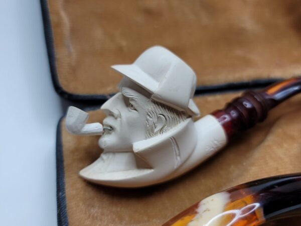 Watson & Sherlock Holmes Condo Block Meerschaum Tobacco Pipe Set With Case, NOS [SOLD OUT] - Image 6