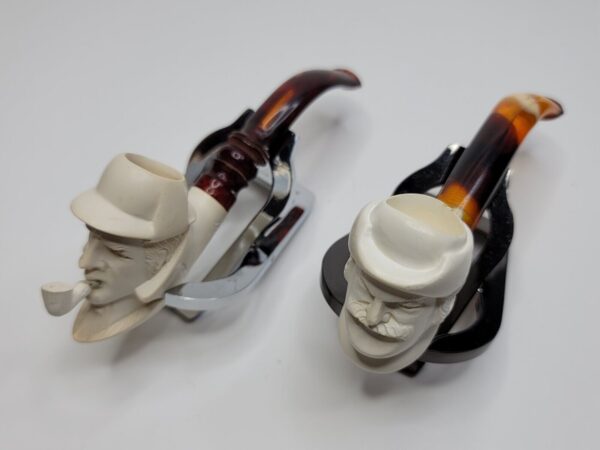 Watson & Sherlock Holmes Condo Block Meerschaum Tobacco Pipe Set With Case, NOS [SOLD OUT] - Image 8
