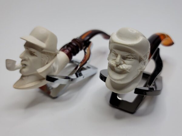 Watson & Sherlock Holmes Condo Block Meerschaum Tobacco Pipe Set With Case, NOS [SOLD OUT] - Image 9