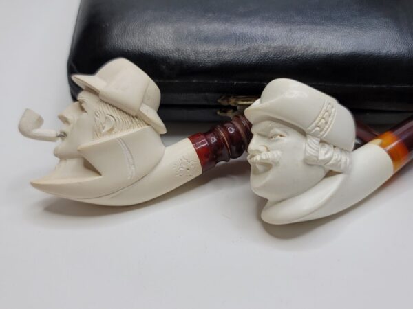 Watson & Sherlock Holmes Condo Block Meerschaum Tobacco Pipe Set With Case, NOS [SOLD OUT] - Image 10