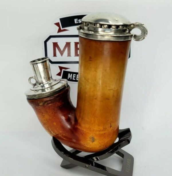 1800s Antique Austrian Meerschaum Pipe, Double Mounted Silver, 13 Hallmark [SOLD OUT] - Image 3