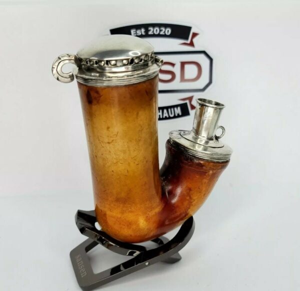 1800s Antique Austrian Meerschaum Pipe, Double Mounted Silver, 13 Hallmark [SOLD OUT] - Image 4