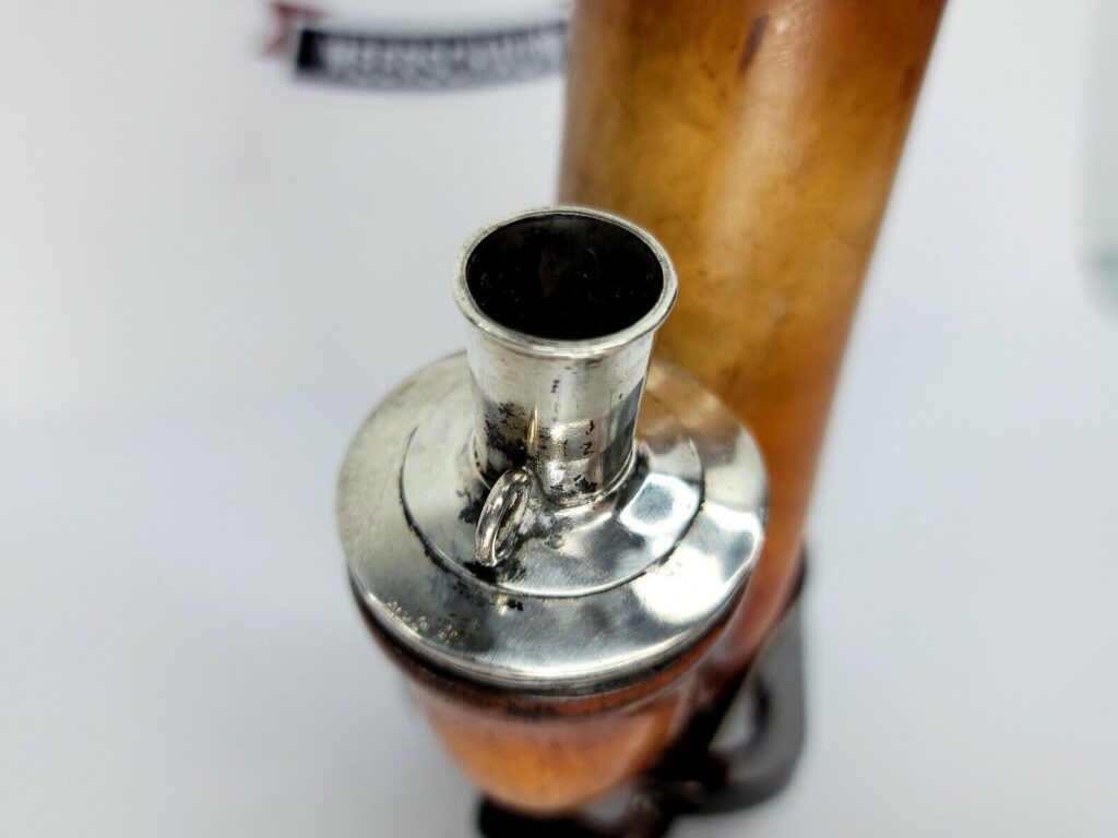 1800s Antique Austrian Meerschaum Pipe, Double Mounted Silver, 13