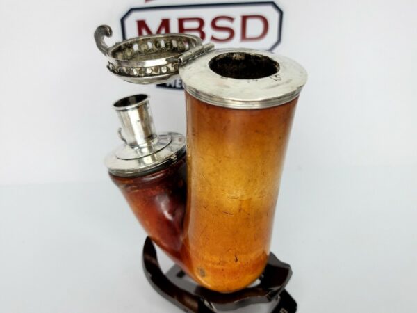 1800s Antique Austrian Meerschaum Pipe, Double Mounted Silver, 13 Hallmark [SOLD OUT] - Image 6