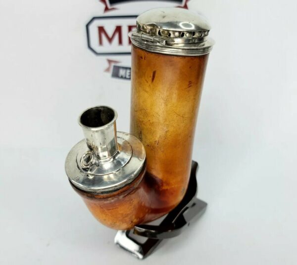 1800s Antique Austrian Meerschaum Pipe, Double Mounted Silver, 13 Hallmark [SOLD OUT]