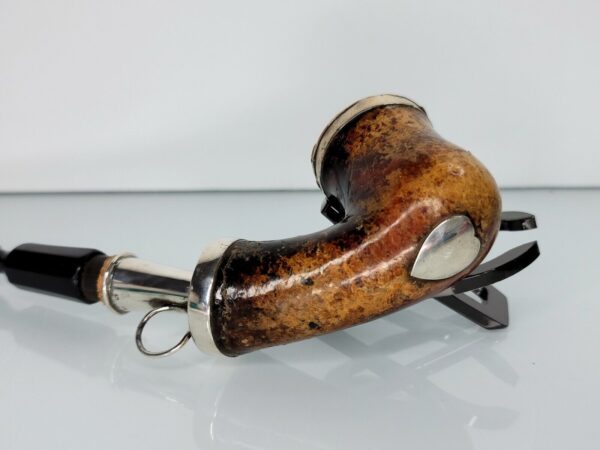 Antique 19th Century Meerschaum Tobacco Pipe, Silver Mount, Heart Mount, Stem [SOLD OUT] - Image 4