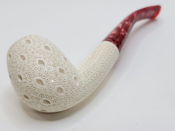 MBSD Meerschaum Bent Billiard Lattice Block Meerschaum Tobacco Pipe, Fitted Case [SOLD OUT] - Image 11