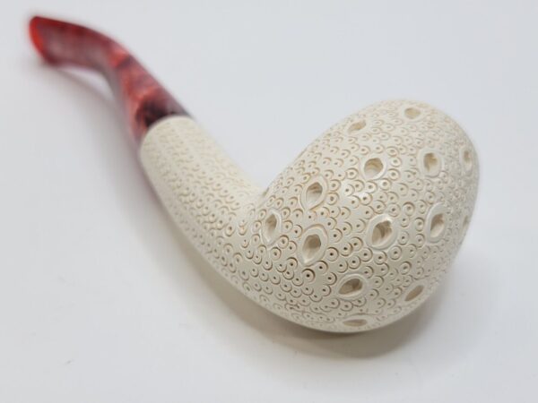 MBSD Meerschaum Bent Billiard Lattice Block Meerschaum Tobacco Pipe, Fitted Case [SOLD OUT] - Image 18