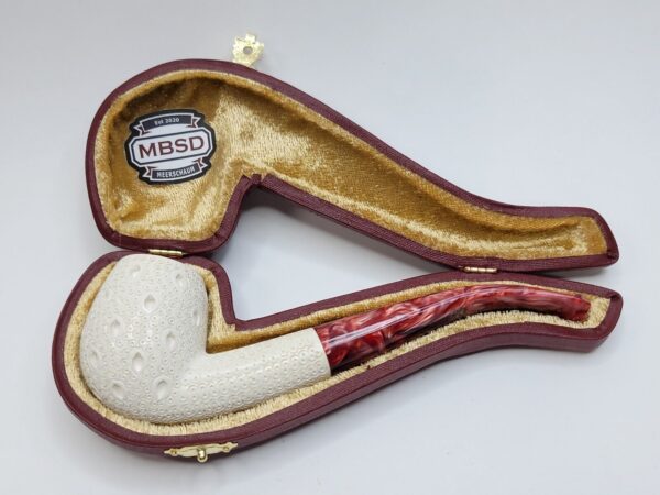 MBSD Meerschaum Bent Billiard Lattice Block Meerschaum Tobacco Pipe, Fitted Case [SOLD OUT] - Image 6