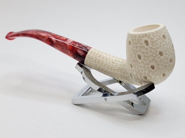 MBSD Meerschaum Bent Billiard Lattice Block Meerschaum Tobacco Pipe, Fitted Case [SOLD OUT] - Image 7