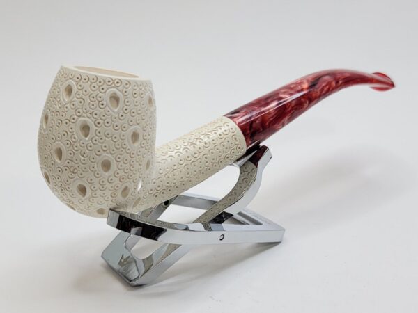 MBSD Meerschaum Bent Billiard Lattice Block Meerschaum Tobacco Pipe, Fitted Case [SOLD OUT] - Image 9