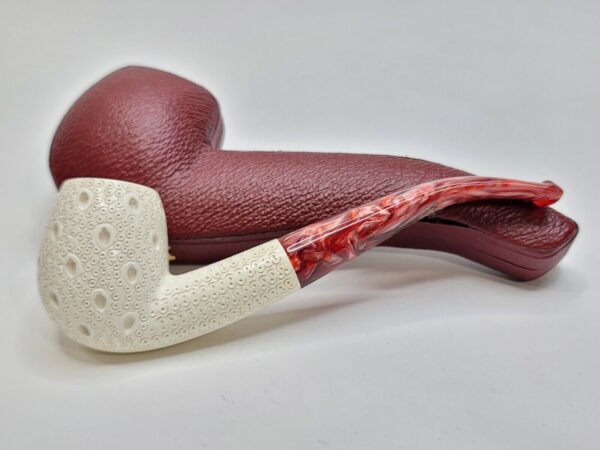 MBSD Meerschaum Bent Billiard Lattice Block Meerschaum Tobacco Pipe, Fitted Case [SOLD OUT] - Image 10