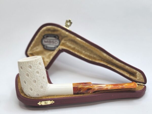 MBSD Meerschaum Lattice Billiard Block Meerschaum Tobacco Pipe, Fitted Case [SOLD OUT] - Image 3