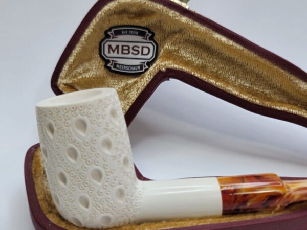 MBSD Meerschaum Lattice Billiard Block Meerschaum Tobacco Pipe, Fitted Case [SOLD OUT] - Image 5