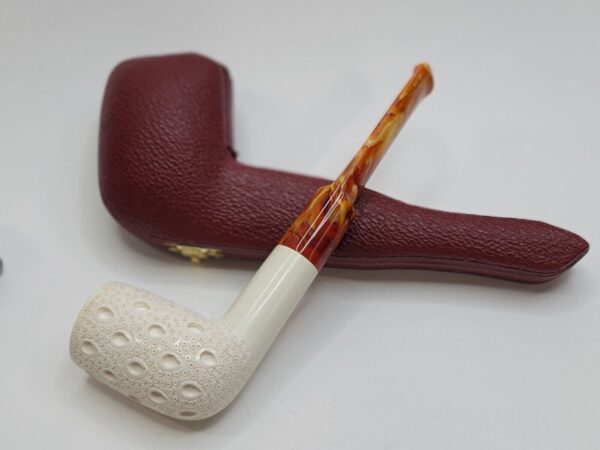 MBSD Meerschaum Lattice Billiard Block Meerschaum Tobacco Pipe, Fitted Case [SOLD OUT] - Image 8