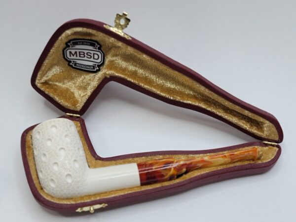 MBSD Meerschaum Lattice Billiard Block Meerschaum Tobacco Pipe, Fitted Case [SOLD OUT] - Image 9