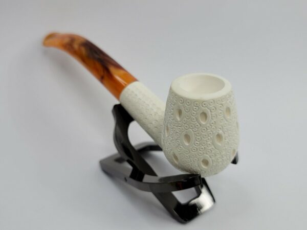 MBSD Meerschaum Lattice Hand Carved Block Meerschaum Tobacco Smoking Pipe, Case [SOLD OUT] - Image 6