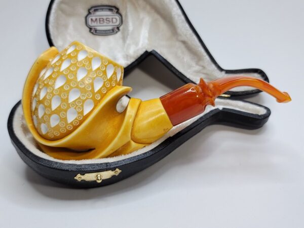 MBSD Meerschaum Masters Sadik Yanik Block Meerschaum Floral Tobacco Pipe, 9mm [SOLD OUT] - Image 3