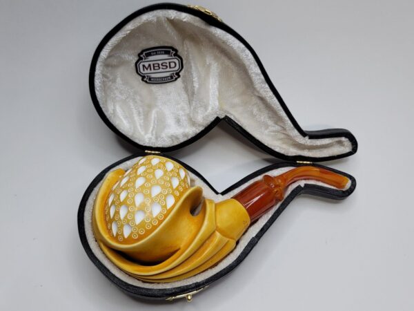 MBSD Meerschaum Masters Sadik Yanik Block Meerschaum Floral Tobacco Pipe, 9mm [SOLD OUT] - Image 5