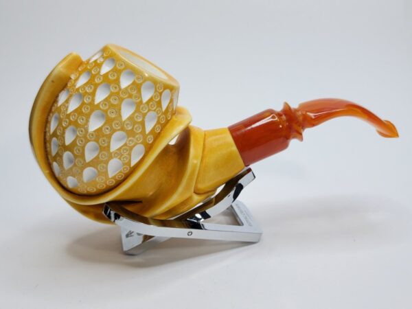 MBSD Meerschaum Masters Sadik Yanik Block Meerschaum Floral Tobacco Pipe, 9mm [SOLD OUT] - Image 7
