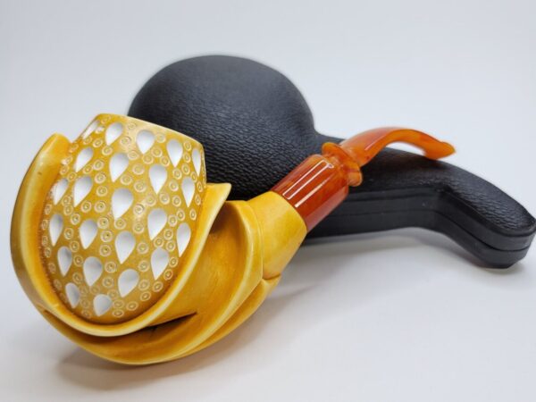 MBSD Meerschaum Masters Sadik Yanik Block Meerschaum Floral Tobacco Pipe, 9mm [SOLD OUT] - Image 8
