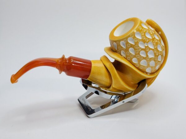 MBSD Meerschaum Masters Sadik Yanik Block Meerschaum Floral Tobacco Pipe, 9mm [SOLD OUT] - Image 10