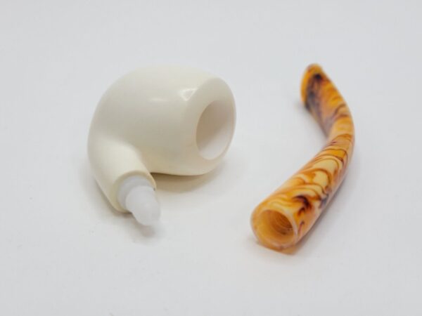 MBSD Meerschaum Small Bent Billiard Block Meerschaum Tobacco Pipe, Unsmoked [SOLD OUT] - Image 15