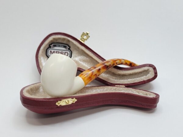 MBSD Meerschaum Small Bent Billiard Block Meerschaum Tobacco Pipe, Unsmoked [SOLD OUT] - Image 3