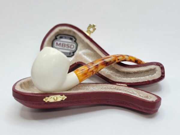 MBSD Meerschaum Small Bent Billiard Block Meerschaum Tobacco Pipe, Unsmoked [SOLD OUT] - Image 4