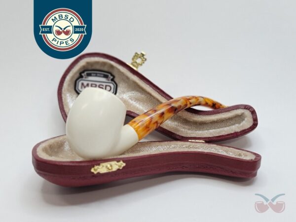 MBSD Meerschaum Small Bent Billiard Block Meerschaum Tobacco Pipe, Unsmoked [SOLD OUT]