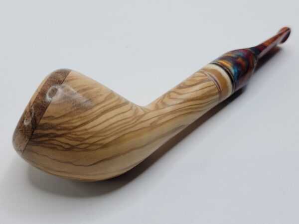 PapaBearPipes Olive Wood Natural Devil Anse Tobacco Pipe, Tusk Fitting, 9mm [SOLD OUT] - Image 11