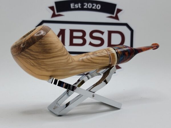 PapaBearPipes Olive Wood Natural Devil Anse Tobacco Pipe, Tusk Fitting, 9mm [SOLD OUT] - Image 3