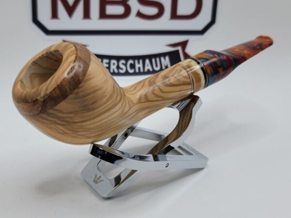 PapaBearPipes Olive Wood Natural Devil Anse Tobacco Pipe, Tusk Fitting, 9mm [SOLD OUT] - Image 4