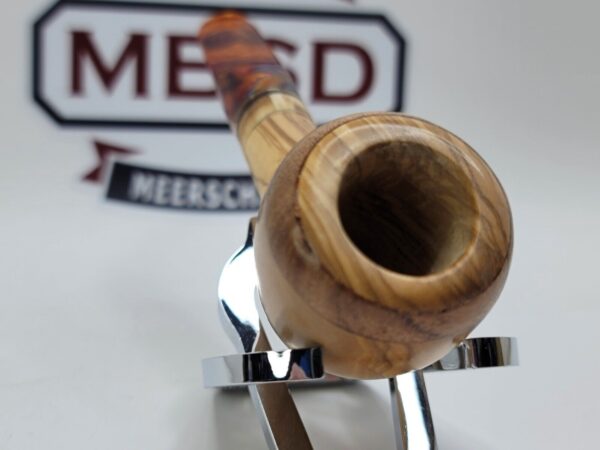PapaBearPipes Olive Wood Natural Devil Anse Tobacco Pipe, Tusk Fitting, 9mm [SOLD OUT] - Image 6