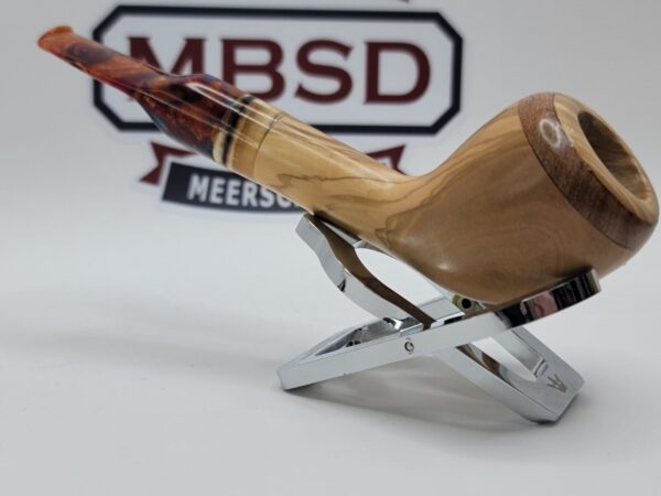 PapaBearPipes Olive Wood Natural Devil Anse Tobacco Pipe, Tusk Fitting, 9mm [SOLD OUT] - Image 7