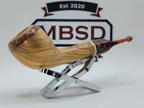 PapaBearPipes Olive Wood Natural Devil Anse Tobacco Pipe, Tusk Fitting, 9mm [SOLD OUT]