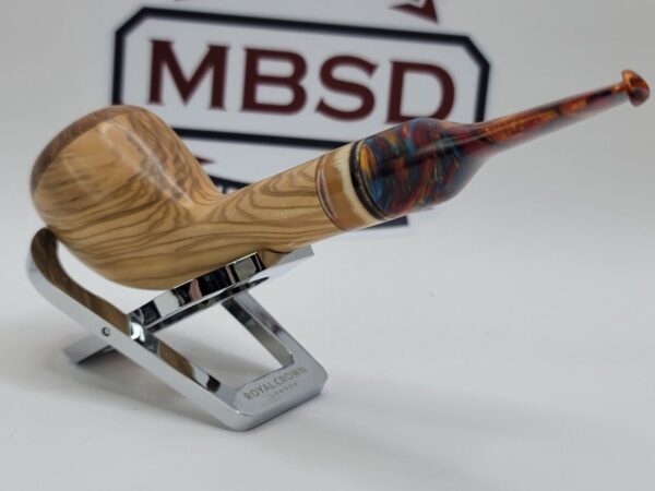 PapaBearPipes Olive Wood Natural Devil Anse Tobacco Pipe, Tusk Fitting, 9mm [SOLD OUT] - Image 9