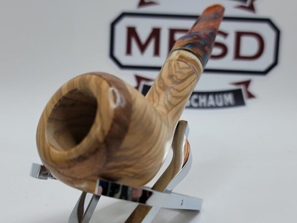 PapaBearPipes Olive Wood Natural Devil Anse Tobacco Pipe, Tusk Fitting, 9mm [SOLD OUT] - Image 10