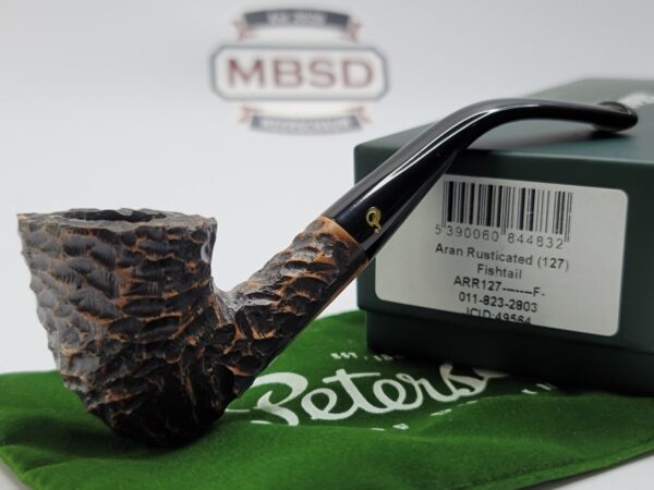 Peterson Aran 127 Rusticated Bent Dublin Briar Tobacco Pipe, Ireland, New [SOLD OUT]