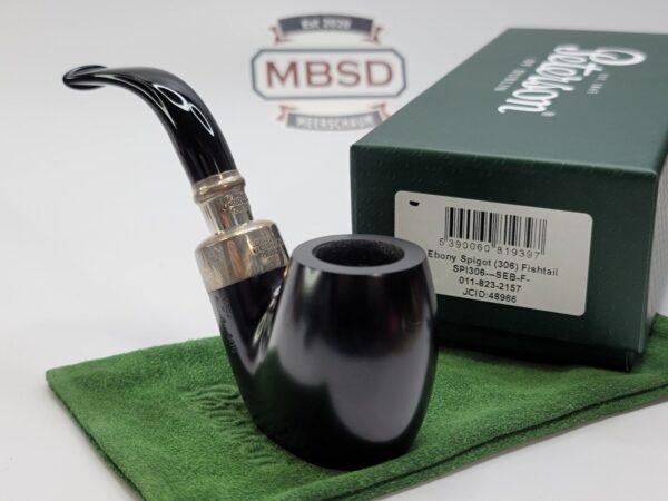 Peterson Ebony Spigot 306 Sitter Oom Paul Briar Tobacco Pipe, Fishtail, Ireland [SOLD OUT] - Image 4