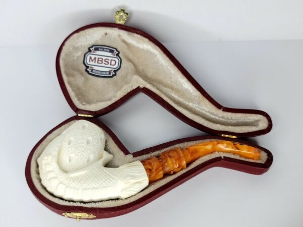 Unsmoked Block Meerschaum Tobacco Smoking Pipe Of Claw Egg, Bowl, w/ Fitted Case [SOLD OUT] - Image 3