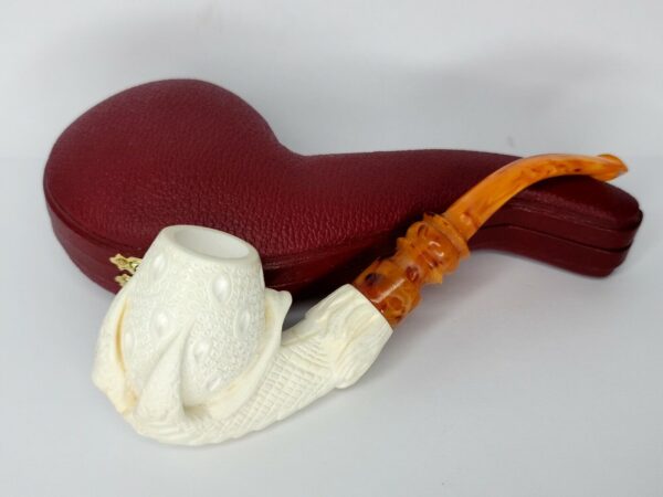 Unsmoked Block Meerschaum Tobacco Smoking Pipe Of Claw Egg, Bowl, w/ Fitted Case [SOLD OUT] - Image 4