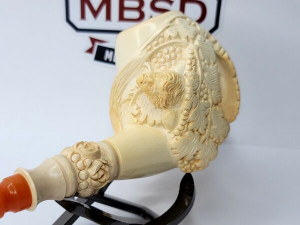 Vintage Hand Carved Meerschaum Tobacco Pipe Figural Of Cherub & Lion Scene [SOLD OUT] - Image 5