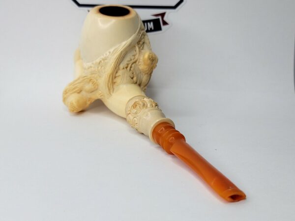 Vintage Hand Carved Meerschaum Tobacco Pipe Figural Of Cherub & Lion Scene [SOLD OUT] - Image 7