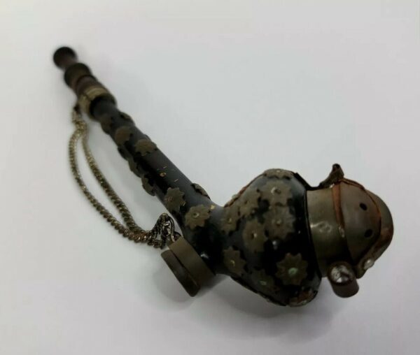 Vintage Metal Steam Punk Themed Tobacco Pipe, With Floral Mounts [SOLD OUT] - Image 3