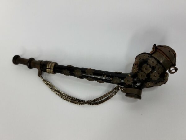 Vintage Metal Steam Punk Themed Tobacco Pipe, With Floral Mounts [SOLD OUT]